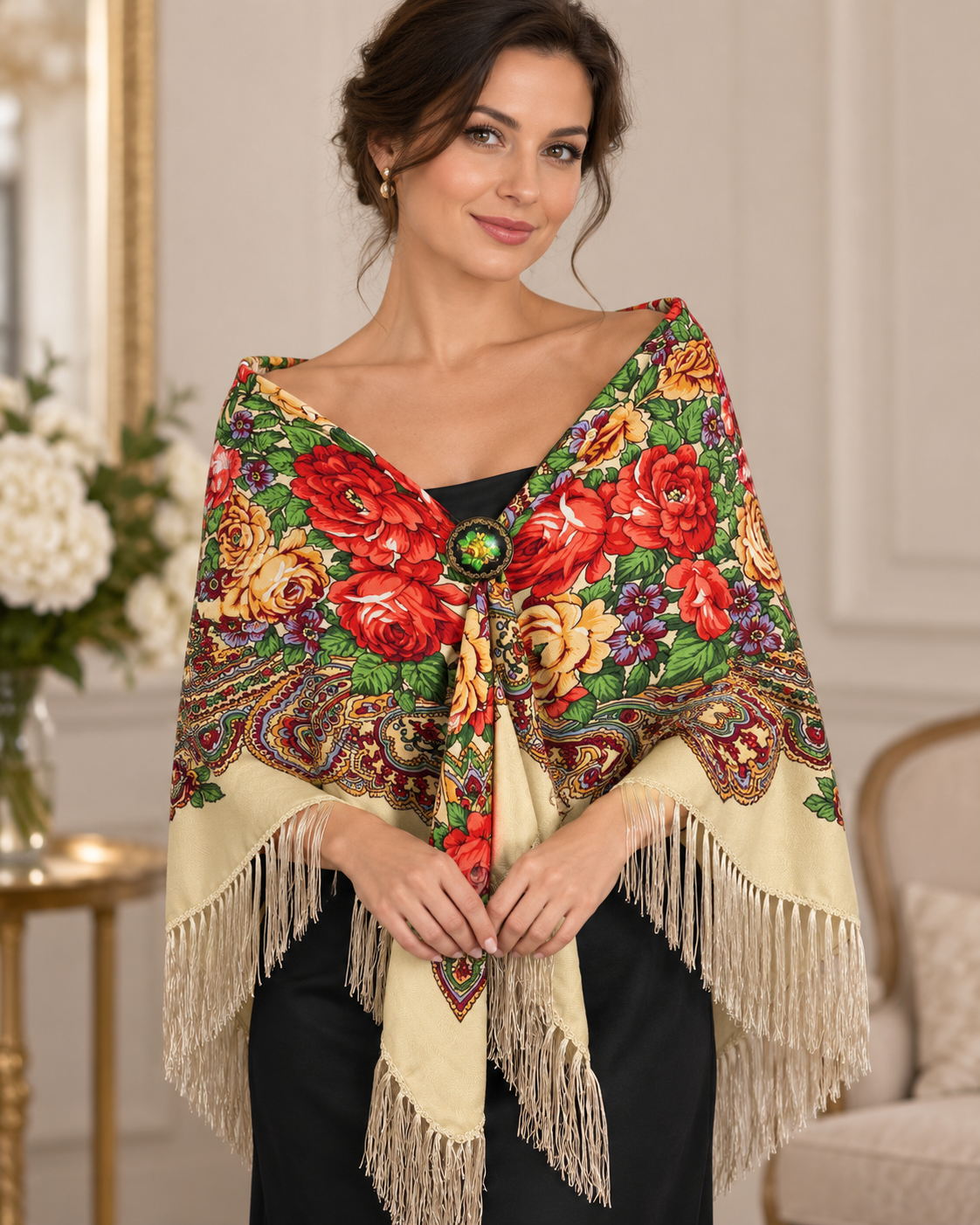 Chalina Ruso Tradicional Floral – Beige
