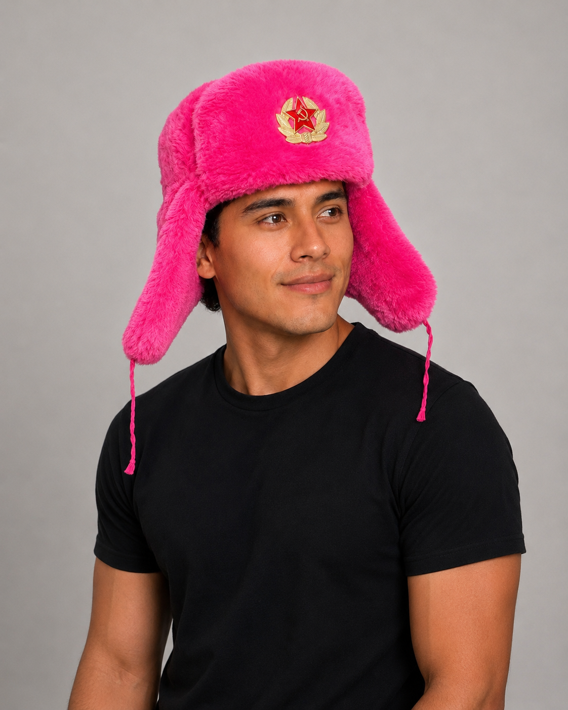 Ushanka Rusa Rosa con con Emblema Soviétic