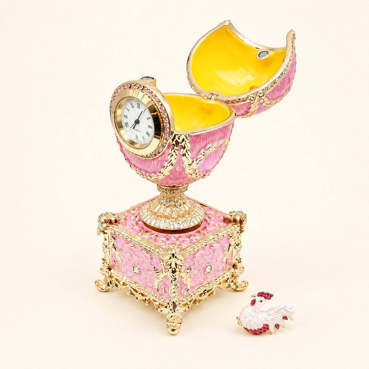 Huevo Fabergé Musical con Reloj y Joyero