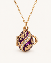 Cargar imagen en el visor de la galería, Dije con Colgante Huevo Estilo Fabergé Morado con Campana Interior
