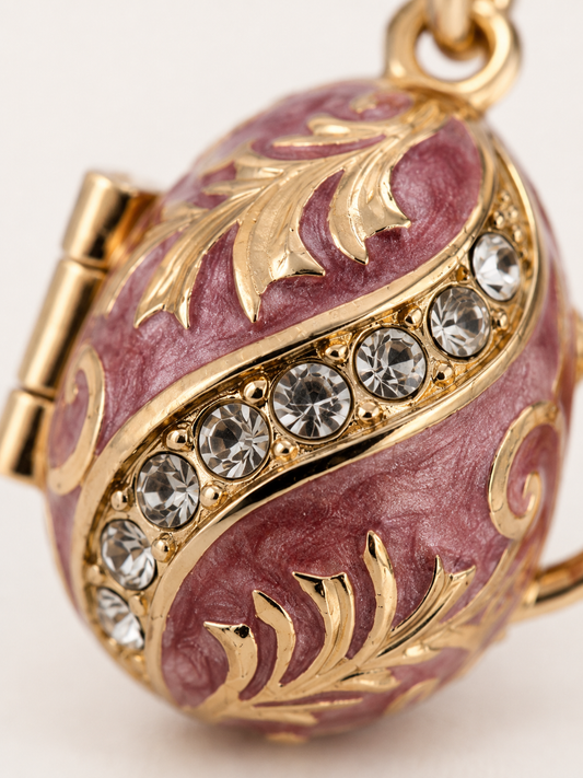 Relicario dije Rosa con Cristales en estilo de Faberge