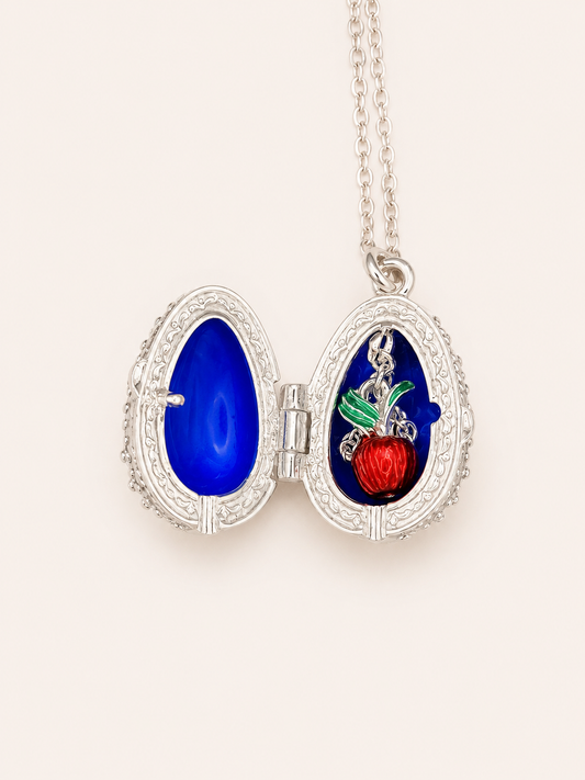 Dije Huevo Fabergé Azul con Sorpresa de Manzana