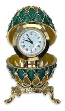 Cargar imagen en el visor de la galería, Huevo Fabergé De San Petersburgo, Rusia, Con Reloj, Verde