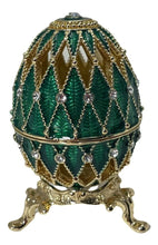 Cargar imagen en el visor de la galería, Huevo Fabergé De San Petersburgo, Rusia, Con Reloj, Verde