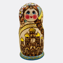 Cargar imagen en el visor de la galería, Matrioshka De Autor. Festiva. Rusia. Pirograbado Celste 7 Pz