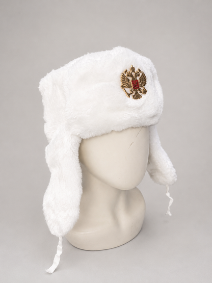 Gorra-Ushanka Rusa Blanca con Águila Bicéfala