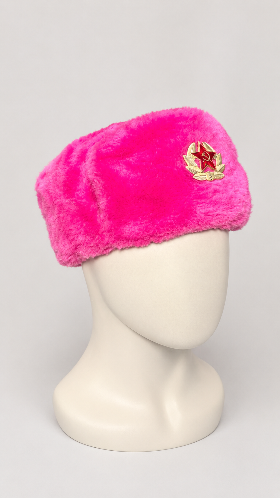 Ushanka Rusa Rosa con con Emblema Soviétic