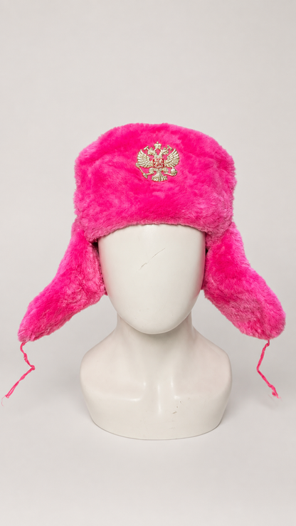 Ushanka Rusa Rosa con Águila Bordada