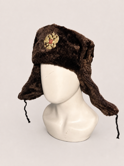 Gorro Ruso Café tipo Ushanka con Estrella Roja