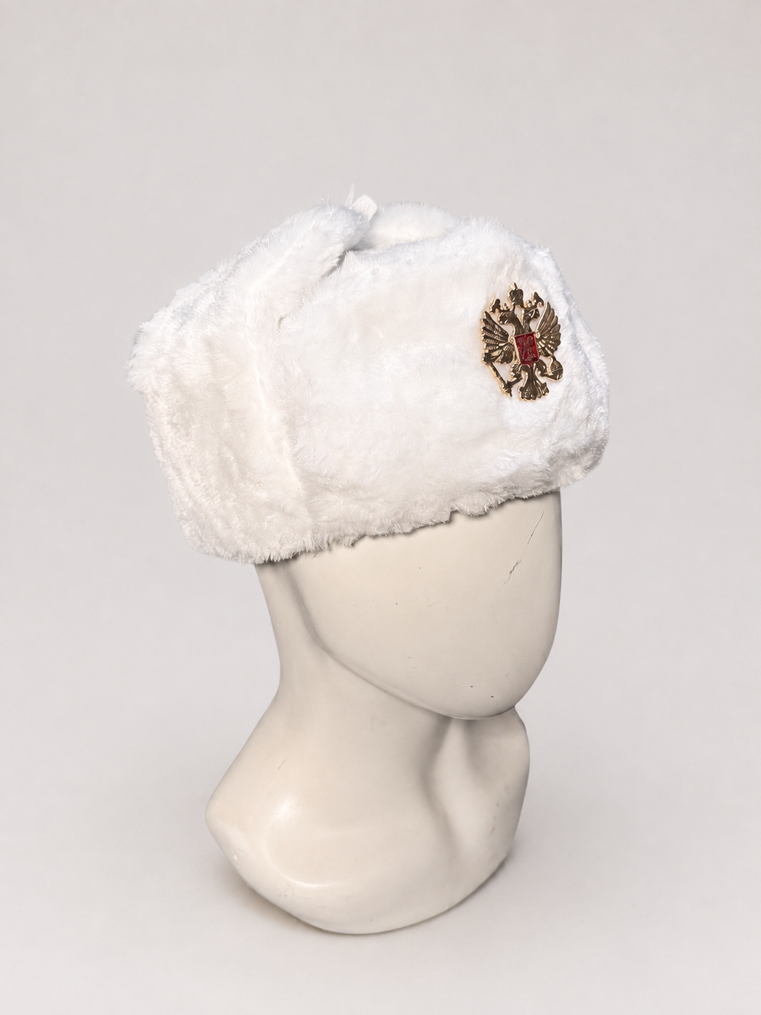 Gorra-Ushanka Rusa Blanca con Águila Bicéfala
