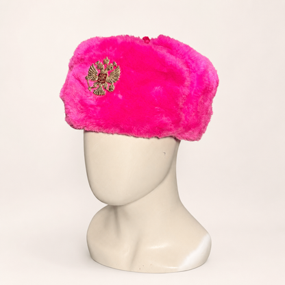 Ushanka Rusa Rosa con Águila Bordada
