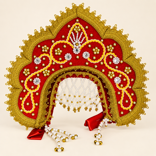 Kokoshnik Ruso Tradicional Rojo