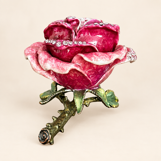Caja-Joyero Rosa Escarlata Estilo Fabergé