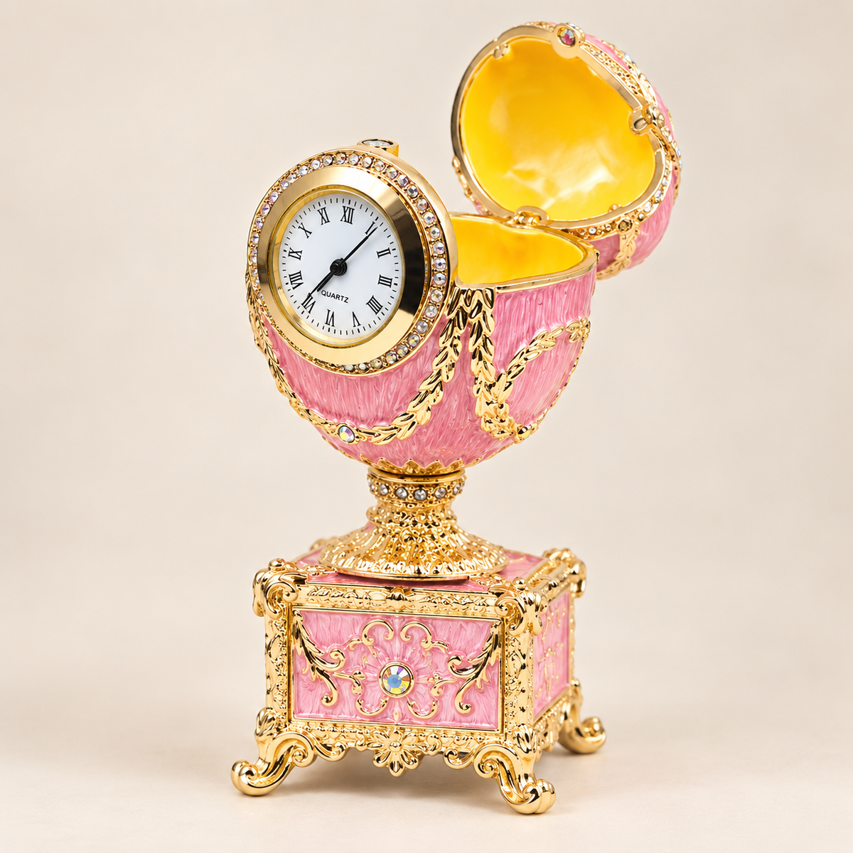 Huevo Fabergé Musical con Reloj y Joyero