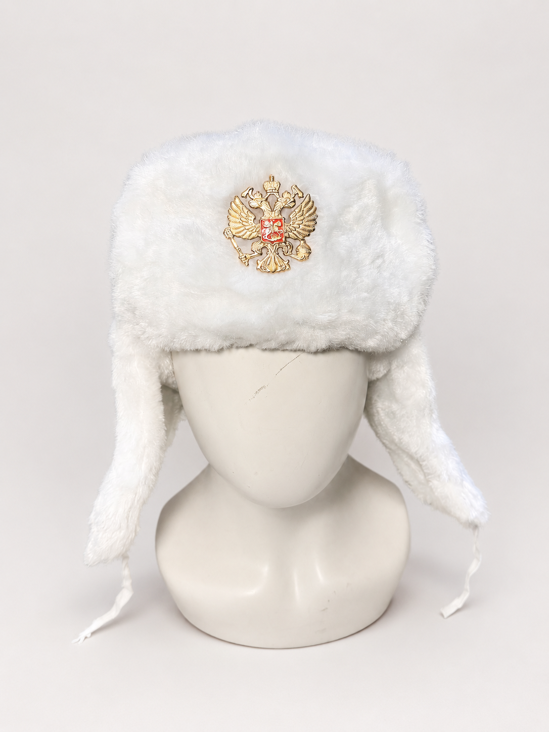 Gorra-Ushanka Rusa Blanca con Águila Bicéfala