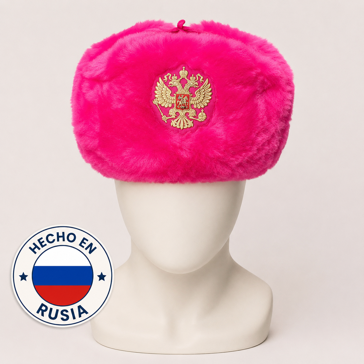 Ushanka Rusa Rosa con Águila Bordada