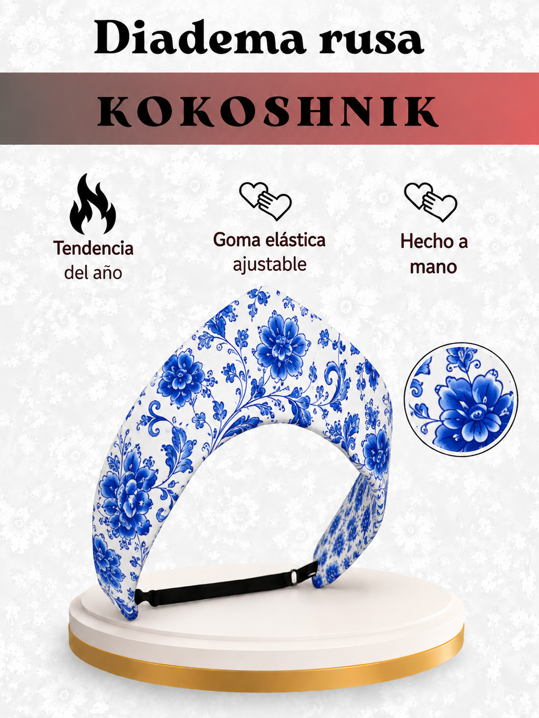 Diadema rusa. Kokoshnik. Gzhel