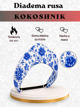 Cargar imagen en el visor de la galería, Diadema rusa. Kokoshnik. Gzhel
