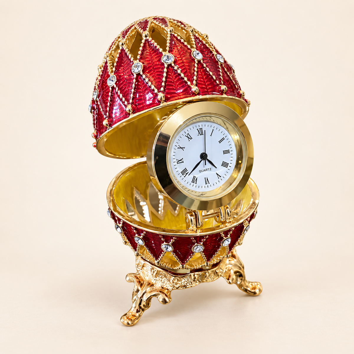 Huevo Fabergé Joyero con Reloj