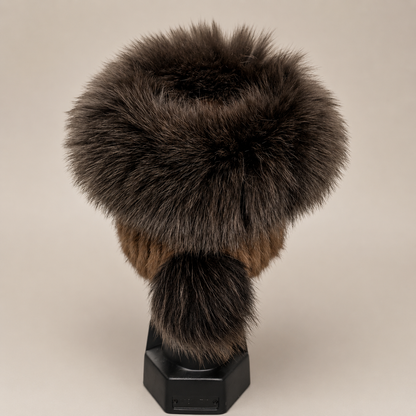 Gorro Ruso Moderno de Chinchilla y Zorro Ártico – Unitalla