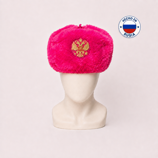 Ushanka Rusa Rosa con Águila Bordada