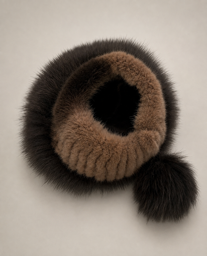 Gorro Ruso Moderno de Chinchilla y Zorro Ártico – Unitalla