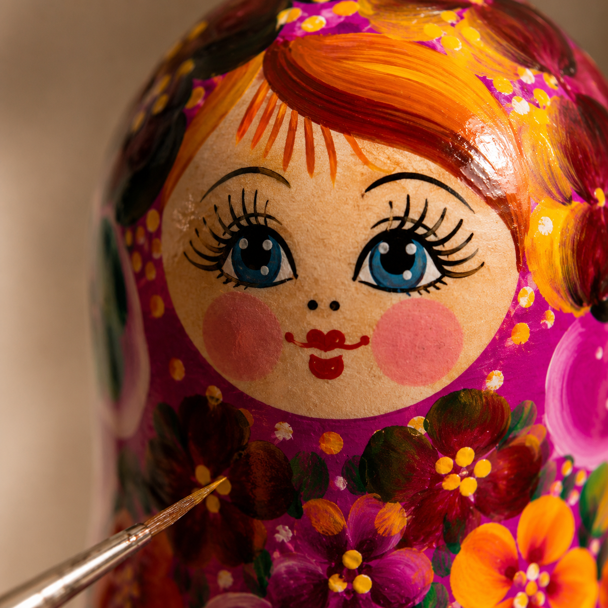 Matrioshka rusa pintada a mano – 5 piezas | 18 cm