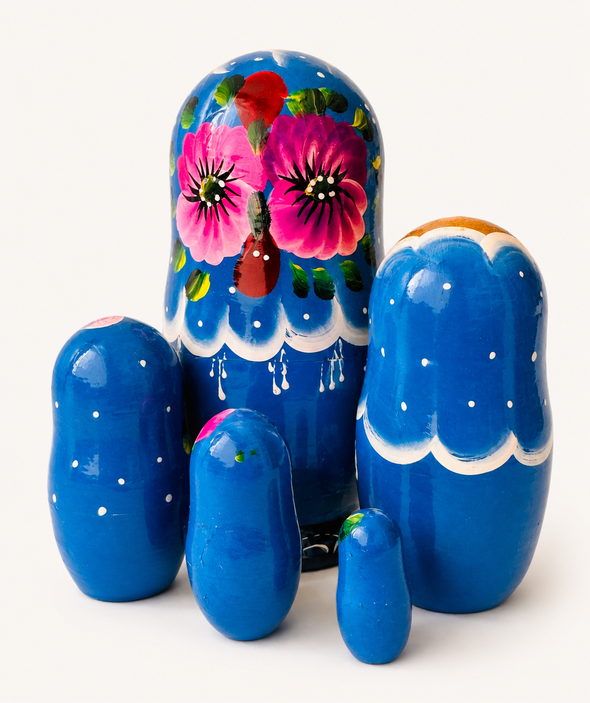 Matrioshka rusa “Cielo de Verano” pintada a mano – 5 piezas | 18 cm