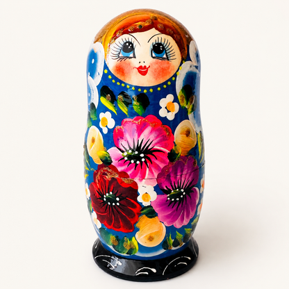 Matrioshka rusa “Cielo de Verano” pintada a mano – 5 piezas | 18 cm