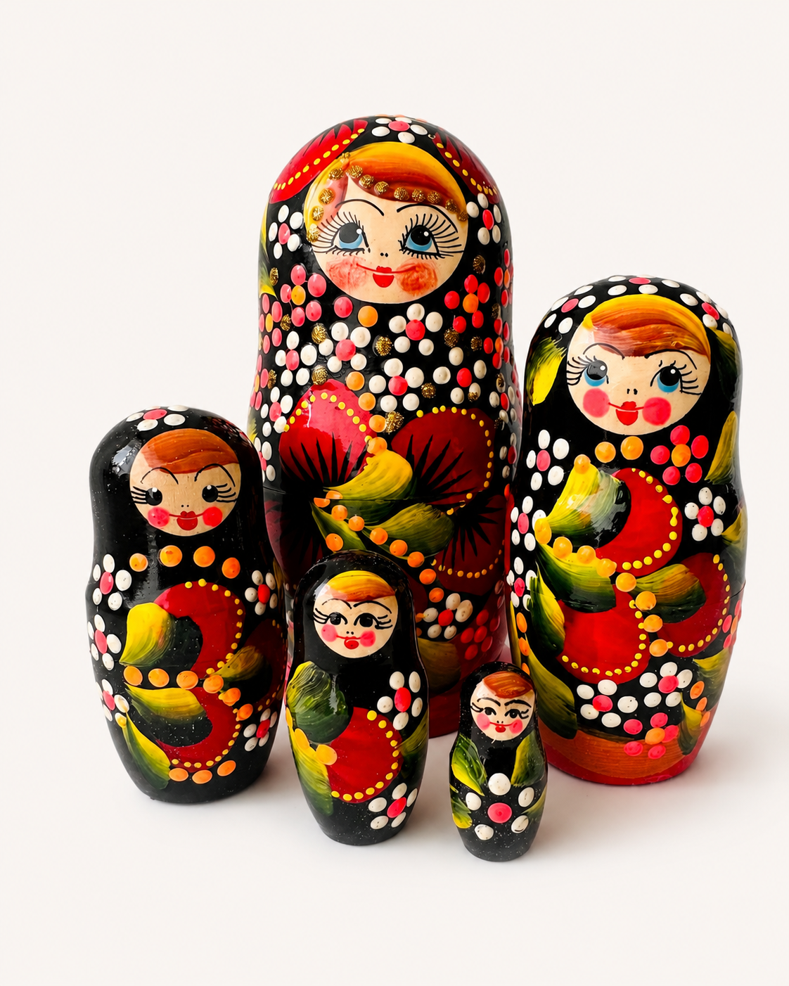 Matrioshka rusa pintada a mano – 5 piezas | 18 cm