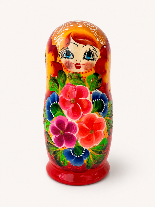 Matrioshka rusa «Jardín Dorado» pintada a mano – 5 piezas | 18 cm