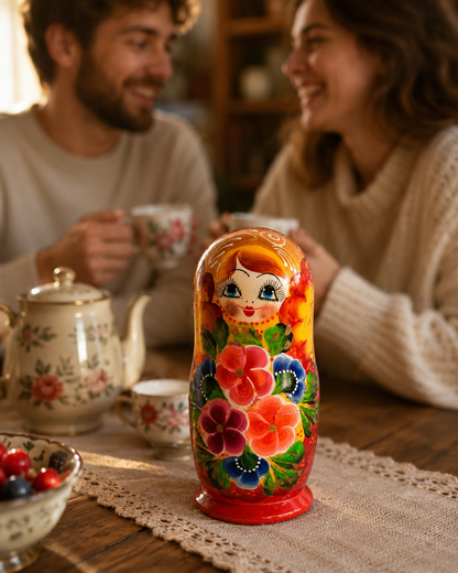 Matrioshka rusa «Jardín Dorado» pintada a mano – 5 piezas | 18 cm