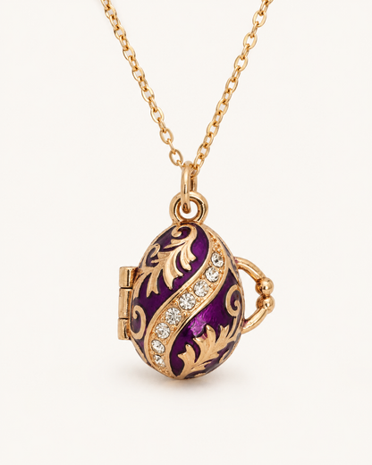 Dije con Colgante Huevo Estilo Fabergé Morado con Campana Interior