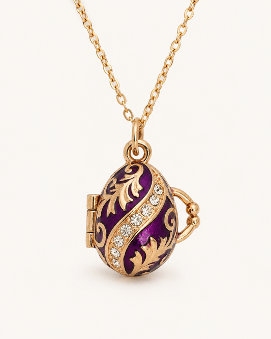 Dije con Colgante Huevo Estilo Fabergé Morado con Campana Interior