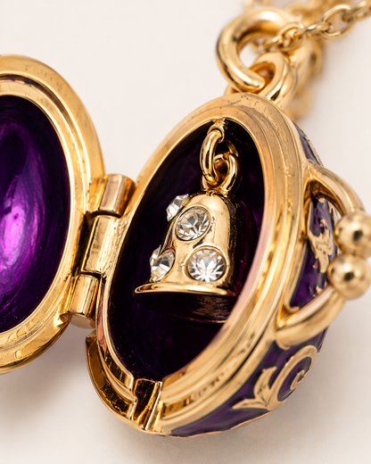 Dije con Colgante Huevo Estilo Fabergé Morado con Campana Interior