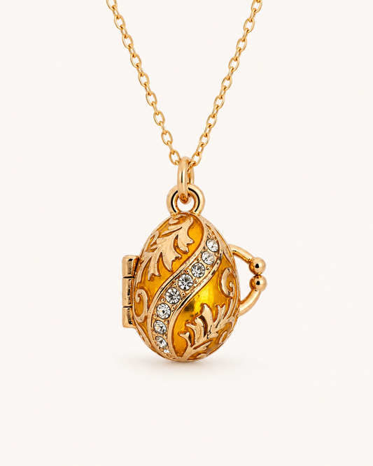 Collar con Colgante Huevo Fabergé Decorativo Dorado