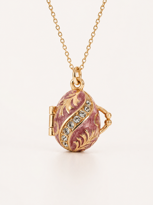 Relicario dije Rosa con Cristales en estilo de Faberge