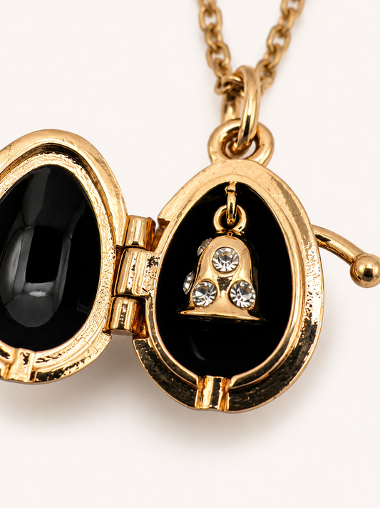 Collar con Relicario Huevo Fabergé Negro con Campana Interior – AKM San Petersburgo (Copy)