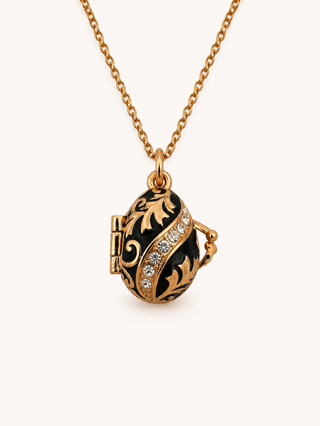 Collar con Relicario Huevo Fabergé Negro con Campana Interior – AKM San Petersburgo (Copy)