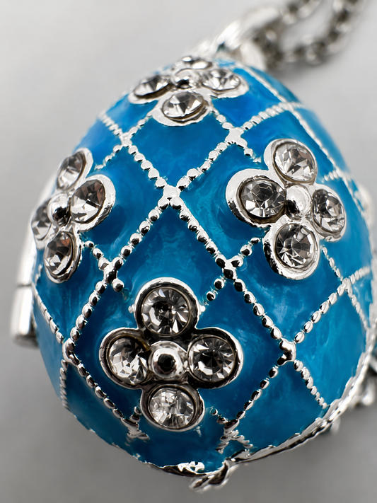 Dije Huevo Fabergé Azul con Ángel