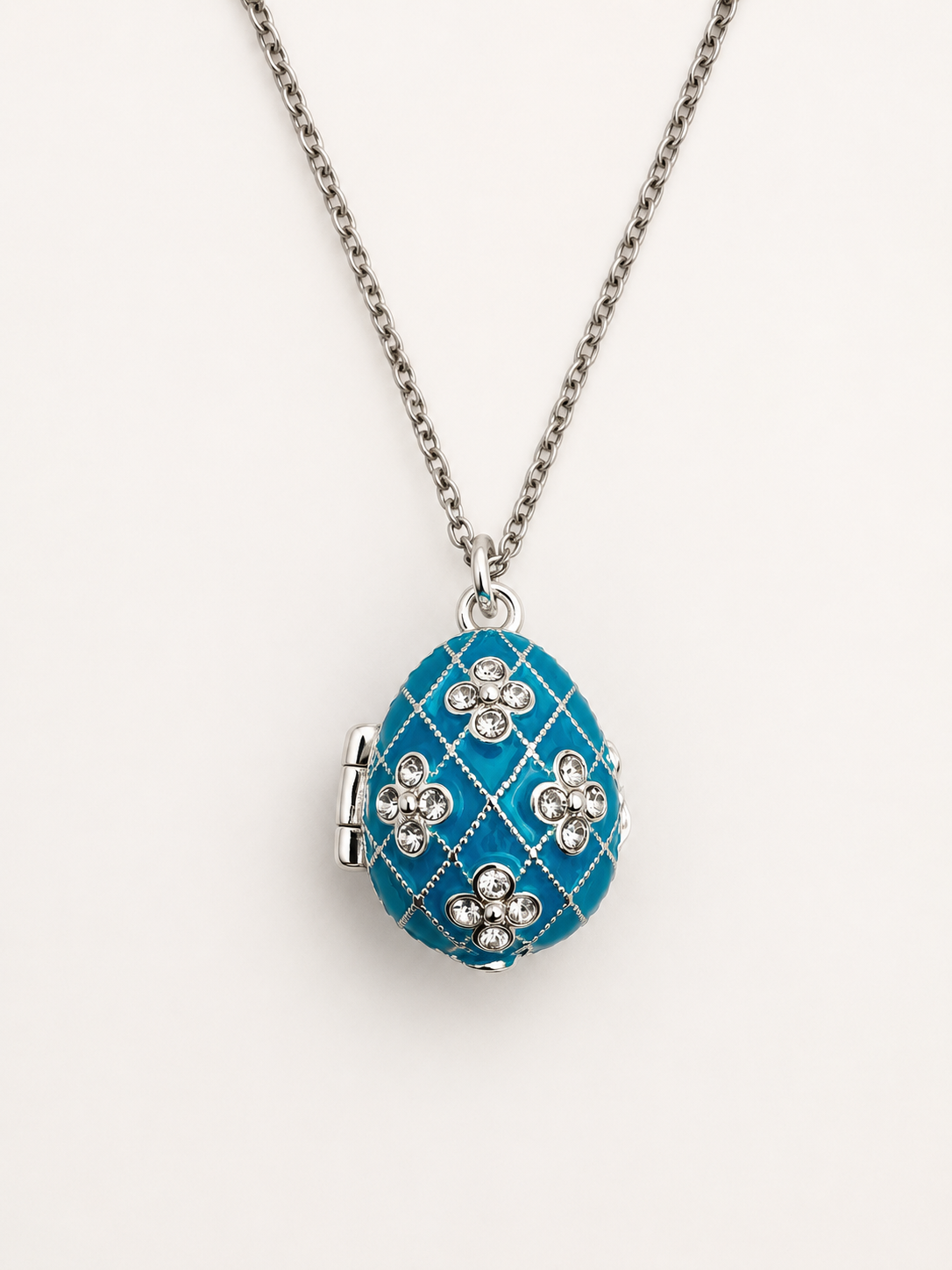 Dije Huevo Fabergé Azul con Ángel