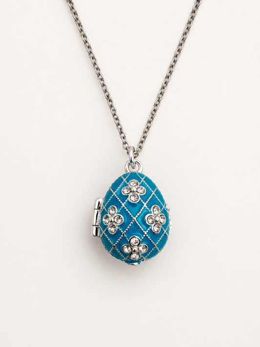 Dije Huevo Fabergé Azul con Ángel