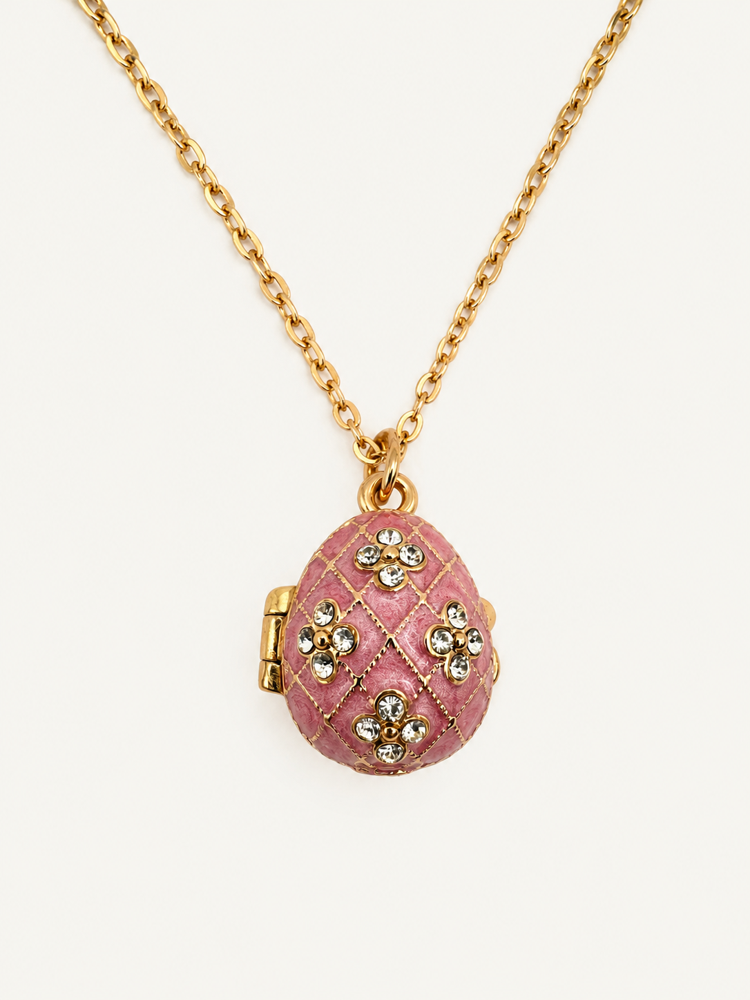 Dije Huevo Fabergé Rosa con Ángel