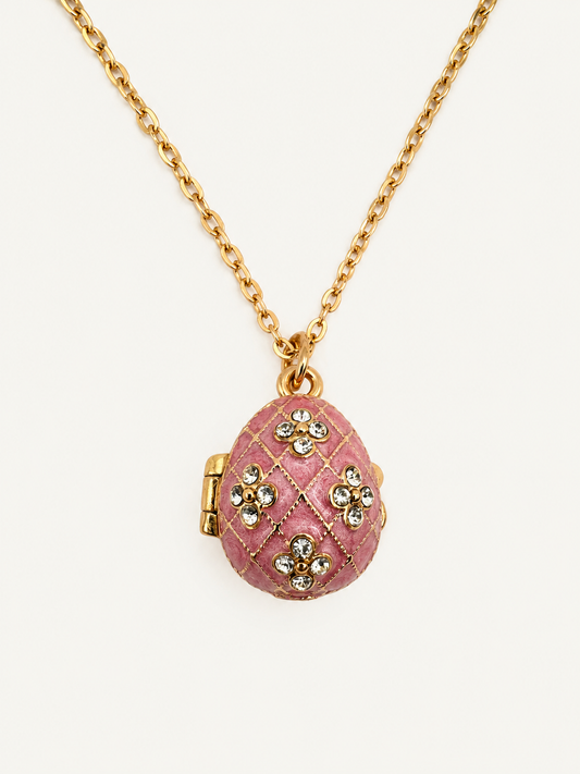 Dije Huevo Fabergé Rosa con Ángel