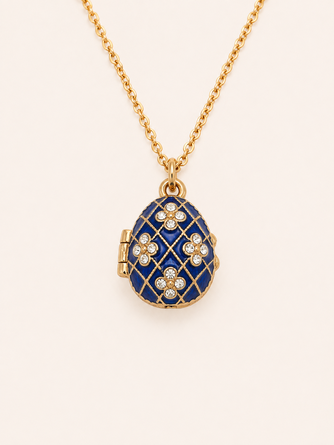 Dije Huevo Fabergé Azul Real con Ángel