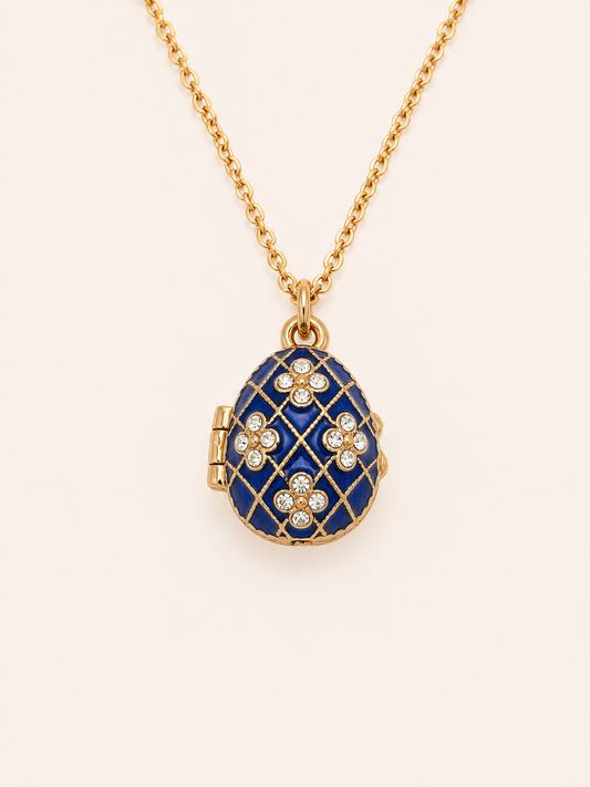 Dije Huevo Fabergé Azul Real con Ángel