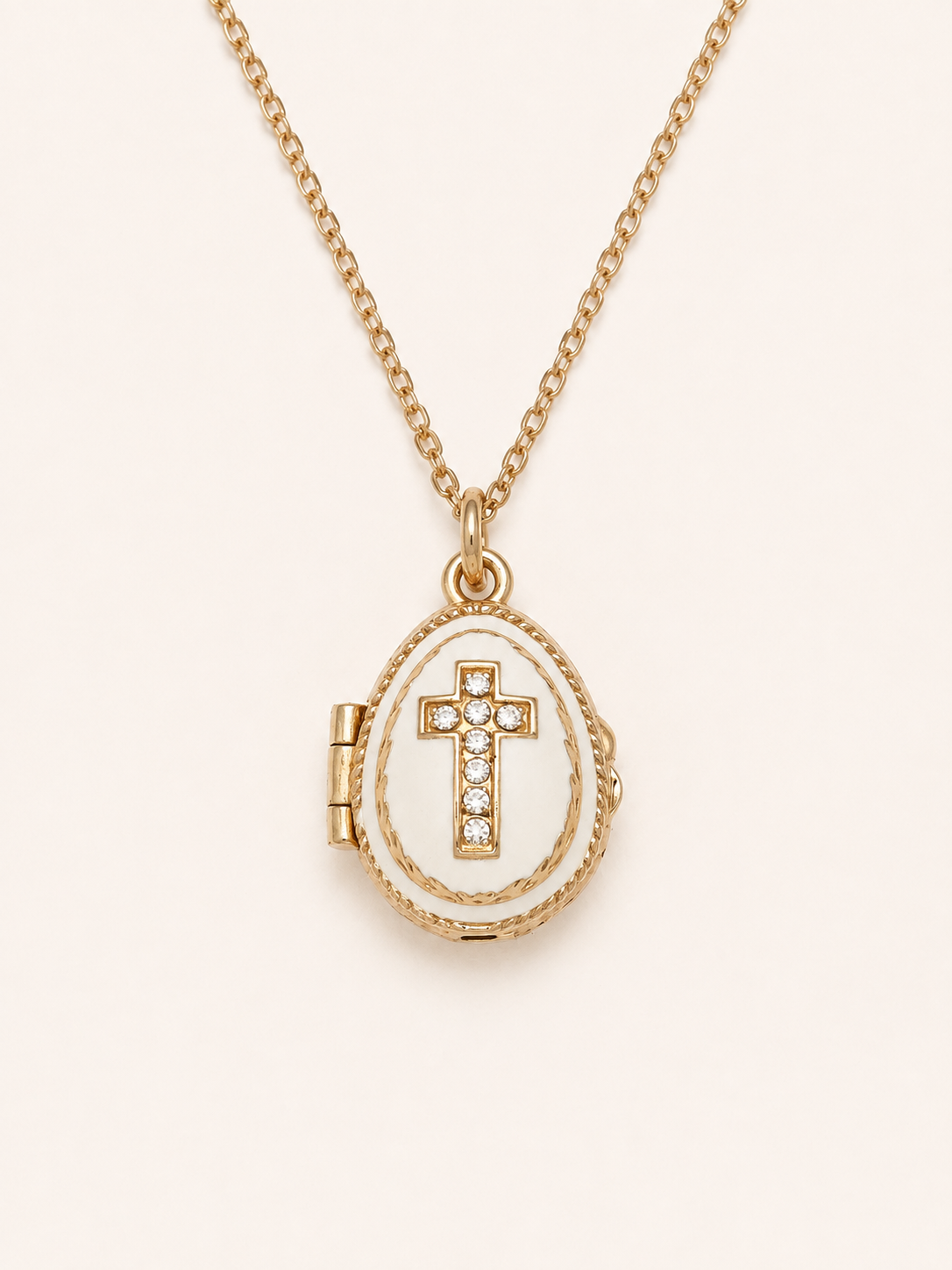 Dije Huevo Fabergé Blanco con Biblia