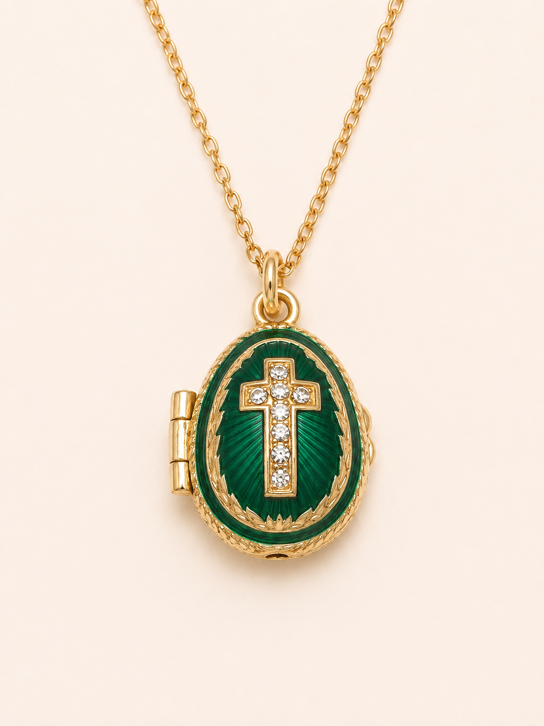Dije Huevo Fabergé Verde con Biblia