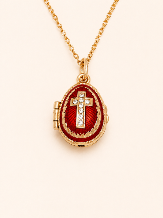 Dije Huevo Fabergé Rojo con Biblia