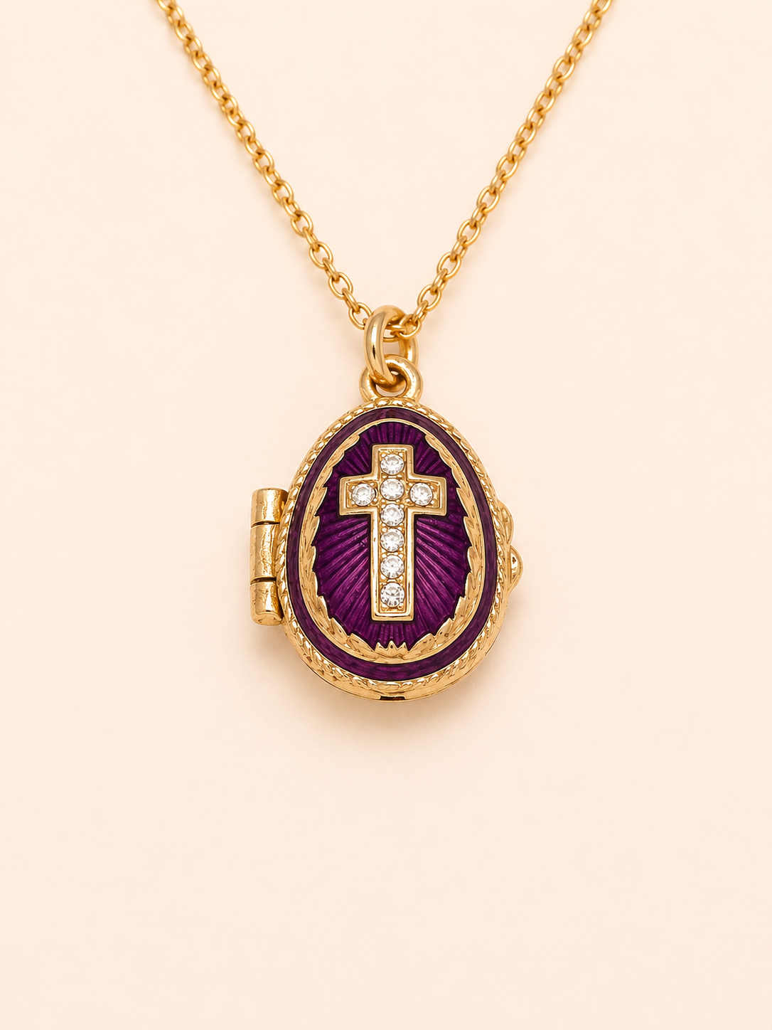 Dije Huevo Fabergé Morado con Biblia